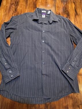 Men's Black Pinstripe Button-Down Shirt